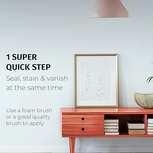SamaN Interior One Step Wood Seal, Stain and Varnish – Oil Based Odorless Dye - Protection for Furniture and Fine Wood (Dark Chestnut SAM-308, 8 oz)