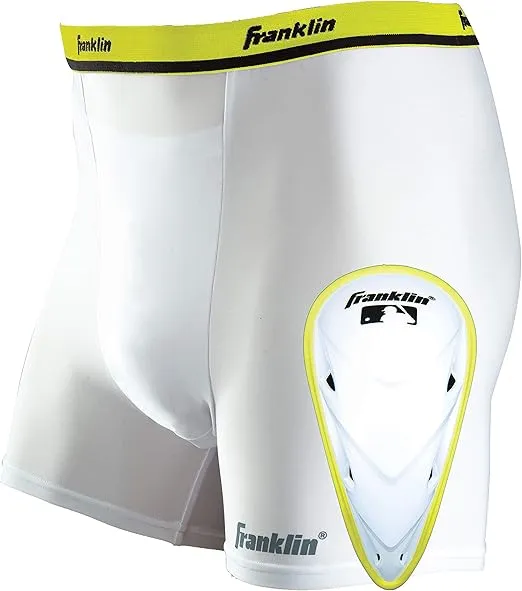 Franklin Sports Compression Sliding Shorts - Adult + Youth Baseball Compression Underwear with Cup Pocket - Padded Short