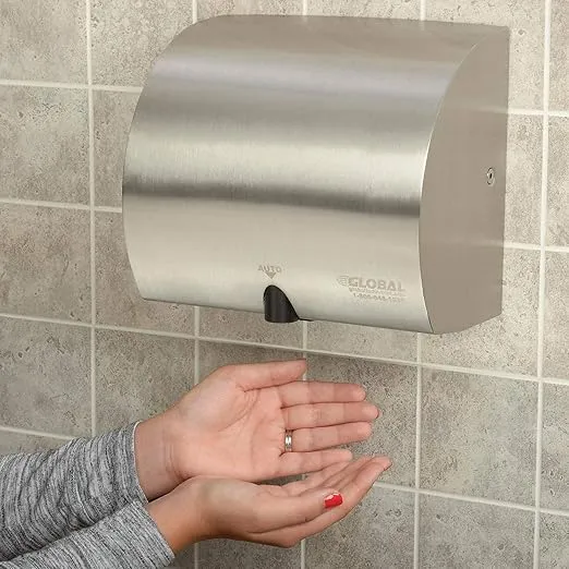 Global Industrial High Velocity Automatic Wall Hand Dryer, Stainless Steel, 120V