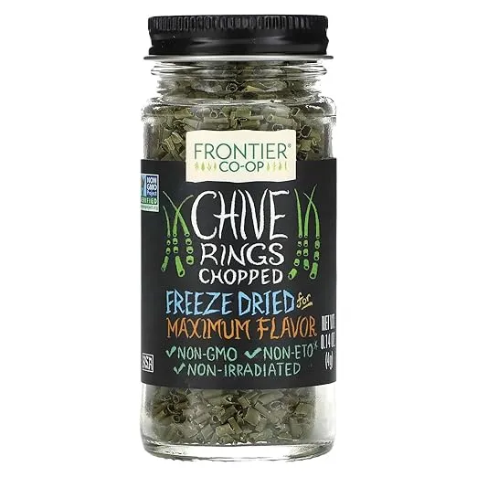 Frontier Co-op Chive Rings, 0.14 Ounce Bottle, Chopped & Sifted, Freeze Dried for Max Flavor in Soups, Salads and Dressings