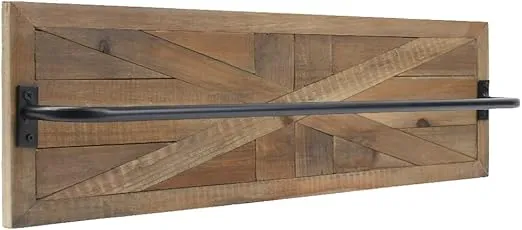 Autumn Alley Rustic Farmhouse Towel Rack – Stunning Barn Wood Farmhouse Bathroom Decor for Wall – Expertly Inlaid Wood with Matte Black Bar for Rustic Bathroom Decor