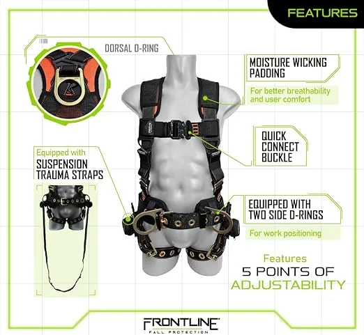 Frontline Full Body Harness | Suspension Trauma Straps| OSHA & ANSI Compliant