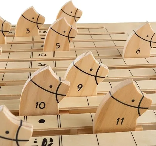 Hey! Play! Wooden Horse Race Game with Dice, Cards and Chips – Indoor and Outdoor Board Games for Adults, Kids, Boys and Girls Party Game (80-DDH)