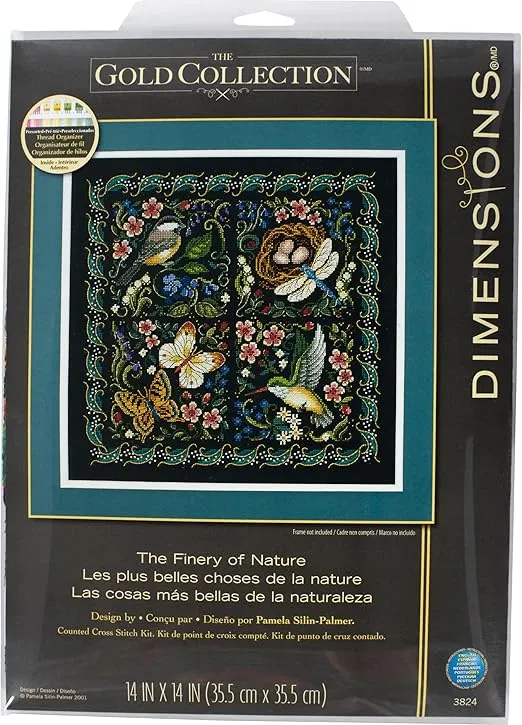 Dimensions 3824 Gold Collection The Finery of Nature Advanced Counted Cross Stitch Kit, 14" x 14", Multicolor, Multi