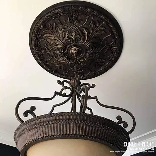 Ekena Millwork CM20LNMDF Lauren Ceiling Medallion, 20 5/8"OD x 6 1/4"ID x 1 3/8"P, Hand-Painted Midnight Dream