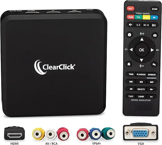 ClearClick HD Capture Box Platinum - Capture and Stream Video from HDMI, RCA, AV, VGA, YpbPr, VHS, VCR, DVD, Camcorders, Hi8