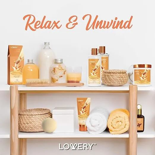 Christmas Bath Gift Set, Almond Milk & Honey Spa Kit, Shower Gel, Bath Bomb, Bubble Bath,Body Scrub, Salts, Body Butter, Jojoba Oil & Handmade Oatmeal Soap, Birthday & Holiday Gifts for Women & Men