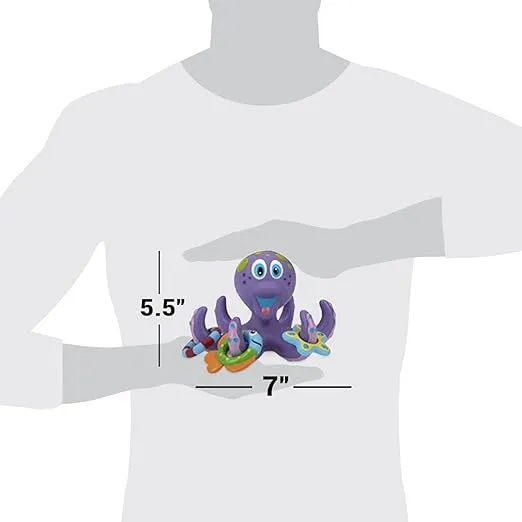 Nuby Floating Octopus Toy with 3 Hoopla Rings - Baby Bath Toy for Boys and Girls - 18+ Months - Purple (Pack of 1)