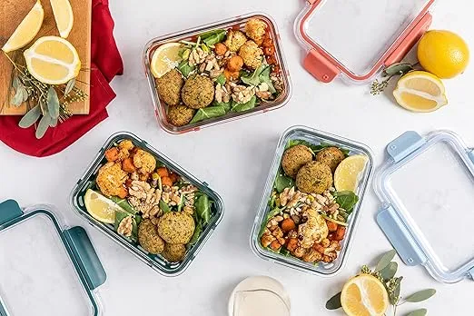 Ello Duraglass 3.4 Cup Meal Prep Sets 10Pc, 5 Pack Set- Glass Food Storage Container with Silicone Sleeve and Airtight BPA-Free Plastic Lids, Dishwasher, Microwave, and Freezer Safe, Melon