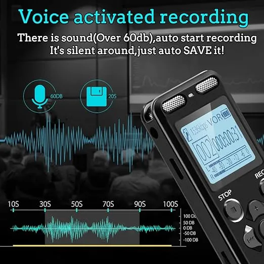 72GB Digital Voice Recorder Voice Activated Recorder for Lectures Meetings - aiworth 5220 Hours Sound Audio Recorder Dictaphone Recording Device with Playback,MP3 Player,Password,Variable Speed