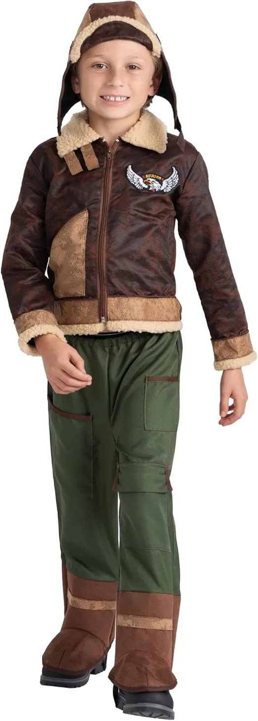 Dress Up America Aviator Costume for Kids - Fighter Pilot Dress-Up Set for Boys and Girls