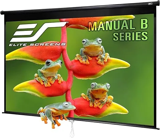 Elite Screens Manual B, 120-INCH, 16:10 aspect ratio, Manual Pull Down Projector Screen 4K / 8K Ultra HDR 3D Ready with Auto-Lock Mechanism, 2-YEAR WARRANTY, M120X