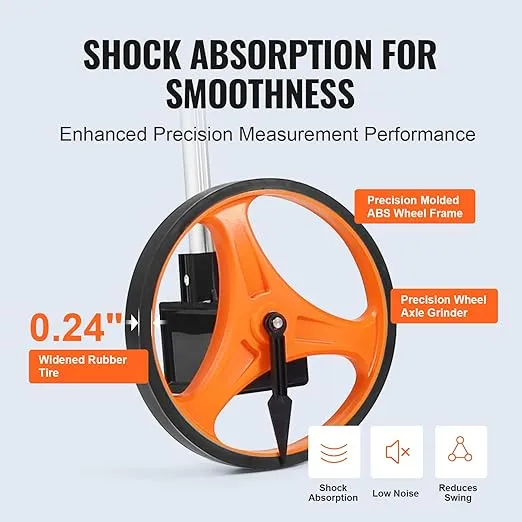 VEVOR Measuring Wheel, 6.3 in Wheel Diameter, 39.37-16.53 in Telescoping Measure Wheel, Measurement 0-9,999m with Back Bag, Suitable for Lawn/Hard/Soft/Wood Road Measuring