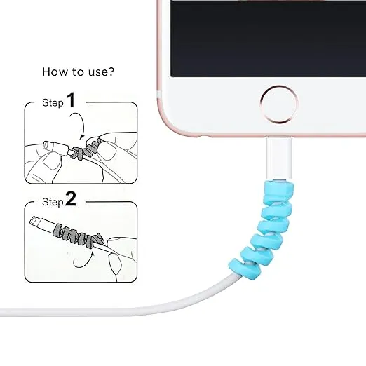 Jetec 24 Pieces Charger Cable Protector, Silicone Flexible Cable Saver, Mouse Cable Wire Protector, Suit for All Cellphone Data Lines(Black, Pink, Blue, Green)
