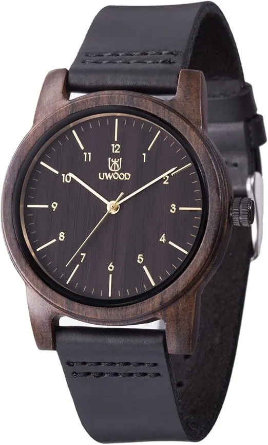 MUJUZE Wood Watch for Men, Mens Wooden Watch, Handmade Lightweight Minimalist Wooden Watches Men Groomsmen Gift with Box