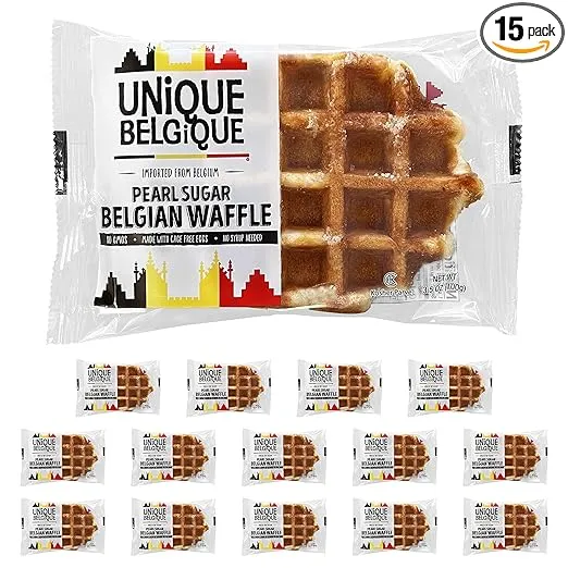 Authentic Imported Pearl Sugar Belgian Waffles (Traditional, [15x] 100g Waffles)