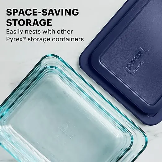 Pyrex Simply Store 5-Pack (3,4 & 6-Cup) Mixed Sized Glass Food Storage Set, Round & Rectangular Containers With Lids, BPA-Free, Dishwasher & Microwave Safe