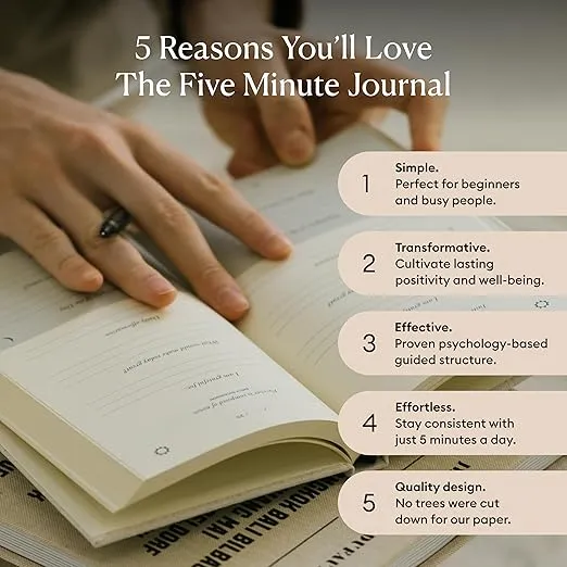 Intelligent Change The Five Minute Journal - Original Daily Gratitude Journal 2025 for Happiness, Mindfulness & Reflection - Daily Affirmations - Undated Life Planner Journal for Women & Men