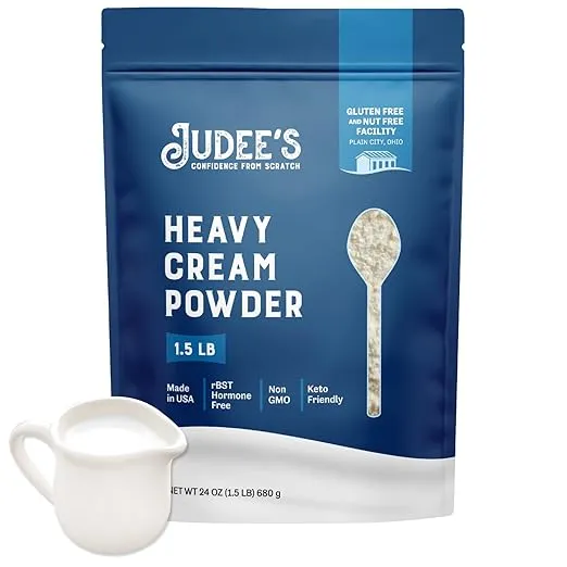 Judee's Heavy Cream Powder 1.5 lb - GMO and Preservative Free - Produced in the USA - 100% Gluten-Free - Keto Friendly - Add Healthy Fat to Coffee, Sauces, or Dressings - Make Liquid Heavy Cream