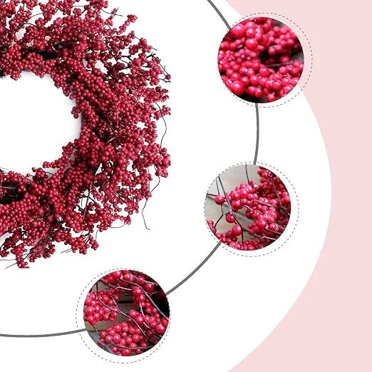 TEMPUS 20" Christmas Wreath, Red Berry Artificial Wreath, Handmade Front Door Wreath, for Christmas Decoration Home Indoor Outdoor Wall Window Farmhouse Holiday Winter …