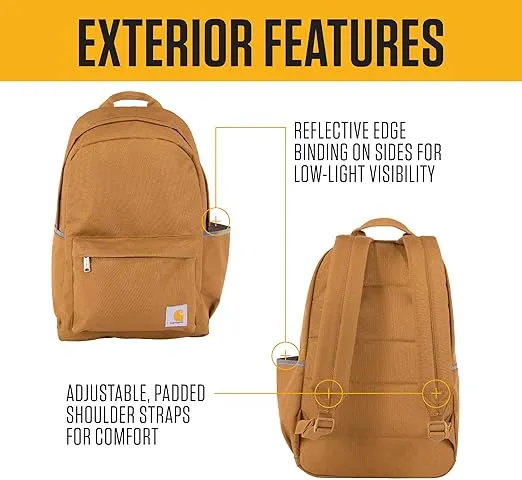 Carhartt 21L, Durable Water-Resistant Pack W/ 15" Laptop Sleeve and Multiple Organizational Compartments, Classic Backpack (Black), PFAS Free