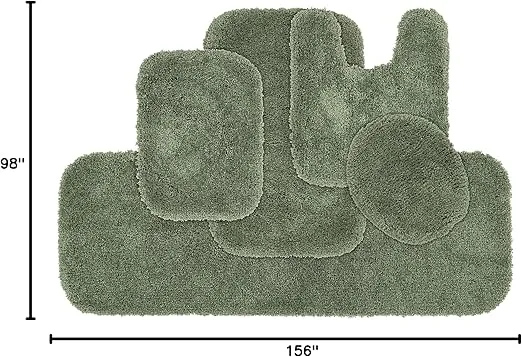 Garland Rug Serendipity 5 Piece Shaggy Nylon Washable Bathroom Rug Set Deep Fern - Soft, Absorbent, and Stylish for Your Bathroom