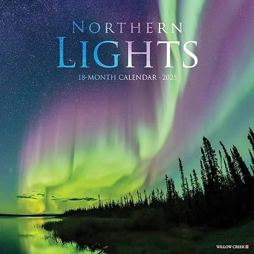 Willow Creek Press Northern Lights Monthly 2025 Wall Calendar (12" x 12")