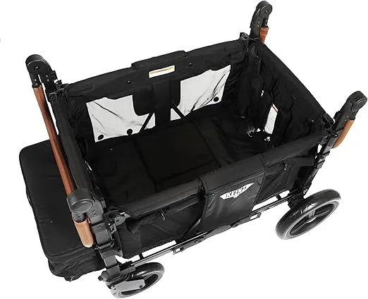 Keenz Duo Stroller Wagon with Canopy, 4-Passenger Capacity - Black.