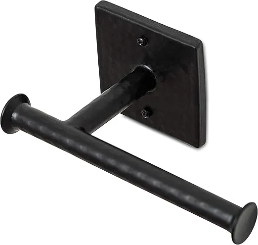 Monarch Abode 19133 Hand Hammered Metal Toilet Paper Holder and Dispenser for Bathroom Hardware and Storage, Holds, Dispenses, Mounting Hardware Included, Matte Black