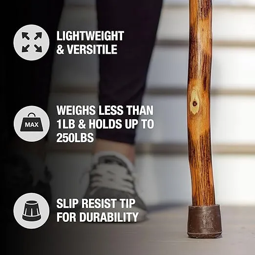 Brazos Rustic Wood Walking Stick, Twisted Hickory, Traditional Style Handle, for Men & Women, Made in the USA, 55"
