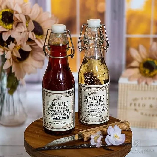12 Vanilla Extract Labels for Homemade Extract - Great for Gifts - 3"x3" Square Sticker