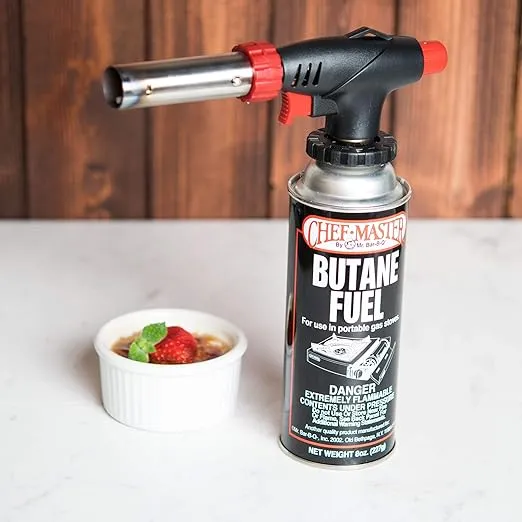 4 x 8oz. Butane Fuel Canister, Butane Fuel Refill for Kitchen Torch, Portable Gas Stove, Butane Camp Stove, Butane Cans for Picnic, Outdoor Cooking & Grilling, Camping Essentials by Chef Master 90340
