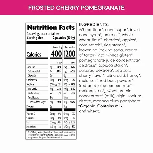 Nature's Path Organic Toaster Pastries, Frosted Cherry Pomegranate, 72 Count (Pack of 12, 11 Oz Boxes), Made From Real Cherries