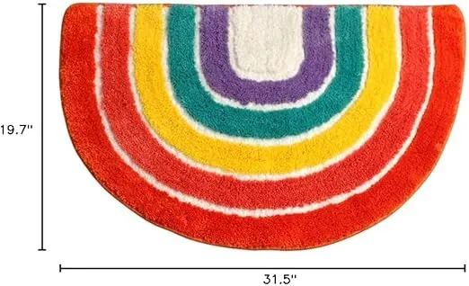 Cute Doormat for Kids - Microfiber Absorbent Bathroom Mats - Front Door Mat Carpet Floor Rug, Rainbow Shape 19.7" x 31.5"