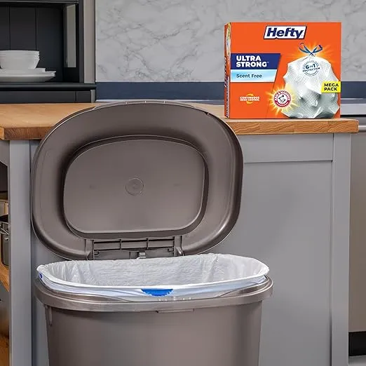 Hefty Ultra Strong Tall Kitchen Trash Bags, Unscented, 13 Gallon, (80 Count)