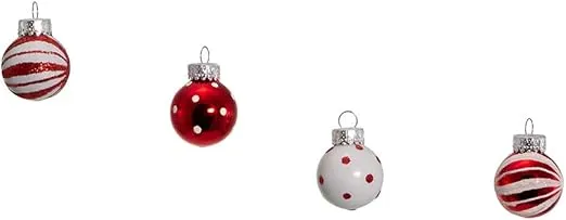 Kurt Adler GG0294 1-Inch Ornament Set, Red, White, for Christmas
