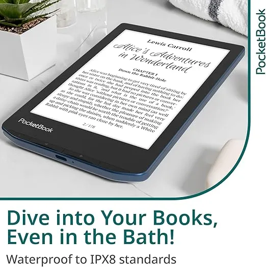 PocketBook Verse Pro E-Reader Waterproof | Eye-Friendly 6'' E-Ink Carta™ HD Touchscreen | Audio-Book & E-Book Reader | Text-to-Speech Function | SMARTlight | 16GB | WiFi & Bluetooth | Azure