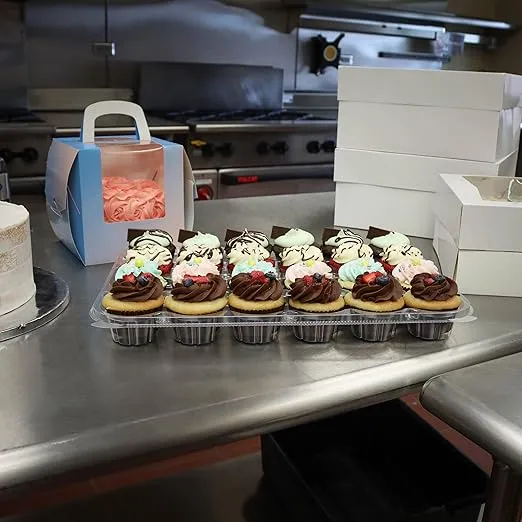 Spec101 Plastic Cupcake Holder Carrier Disposable Cupcake Containers 24 Standard Cupcake Compartments – Set of 10.