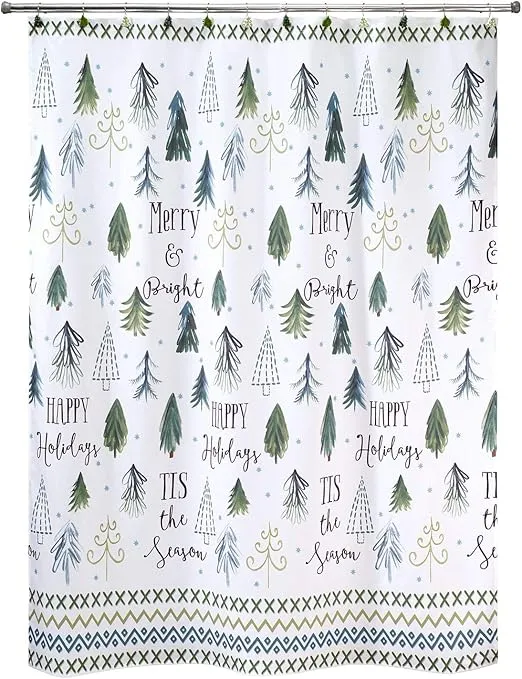 Avanti Linens - Shower Curtain, Vibrant Printed Fabric, Christmas Decorations (Christmas Trees Collection, 72")