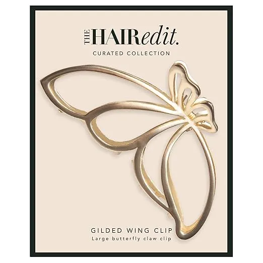 The Hair Edit Gilded Wing Clip - Extra Large Soft Gold Metal Butterfly Claw Clip