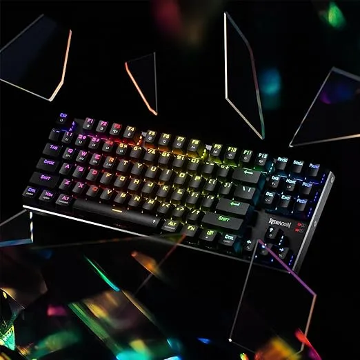 Redragon K660RGB-PRO (K556 TKL) Wireless Gaming Keyboard, 80% 87 Keys BT/2.4Ghz Tri-Mode Aluminum Mechanical Keyboard w/Mac Function Keys, Hot-Swap Sockets & Noise Absorbing Form, Red Switch