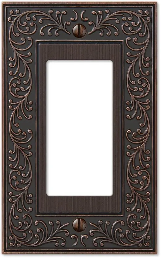 Amerelle 43RVB English Garden Wallplate, 1 Rocker, Aged Bronze