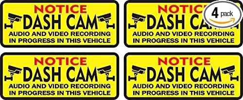 StickerTalk Notice Dash Cam Vinyl Stickers, 2.5 inches by 1 inch