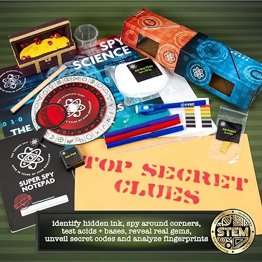 Top Secret Spy Science Kit, Detective Kit for Kids, Crime-Solver Set for Spy Parties, Great Science Toy Gift for Boys and Girls, Be Your Own Secret Agent, Ages 8, 9, 10