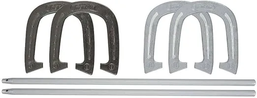 Franklin Sports Horseshoe Set - Steel Horseshoes and Stakes - Official Size and Weight - Perfect for Yard and Beach - Advanced