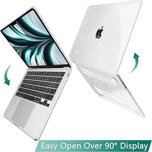 May Chen Compatible with M3 MacBook Air 13.6 inch Case 2022 2023 2024 A3113 A2681 M2 Chip, Plastic Hard Shell Case for MacBook Air 13.6" with Liquid Retina Display Fits Touch ID, Clear Glitter