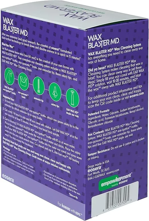 eosera® Wax Blaster MD®- Wax Cleaning System 5-ct Single Use VIals | Gentle Ear Irrigation for Routine Cleaning | Clinically Proven Results in As Little As One 15-Minute Treatment*