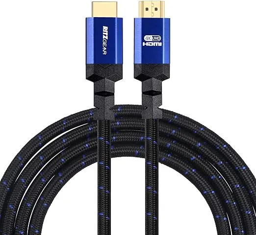 Ritz Gear 4K HDMI 2.0 Cable 4 ft. [5 Pack] 18 Gbps Ultra High Speed Braided Nylon Cord & Gold Connectors - 4K@60Hz/UHD/3D/2160p/1080p/ARC & Ethernet. Compatible with UHD TV/Monitor/PC/PS5/Xbox