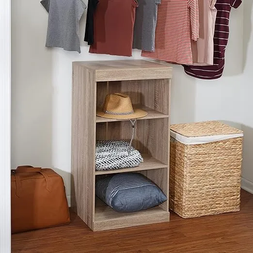 Honey-Can-Do Freestanding Stackable Shelf Unit with 3 Shelves and Wood Finish, Brown SHF-09573 Brown