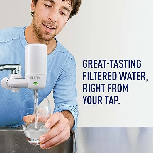 Brita Faucet Mount System, Water Faucet Filtration System with Filter Change Reminder, Reduces 99% of Lead, Made Without BPA, Elite Advanced, White, Includes 1 Replacement Filter